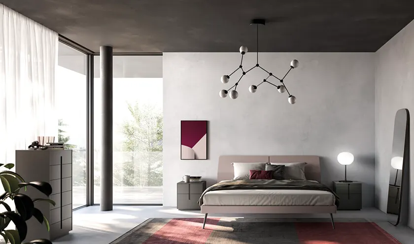 Composizione letto Ofelia, comodini e settimanale Ilo, Orme Design programma notte