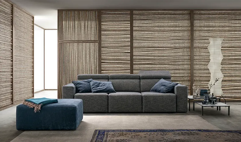 Divano con sedute estraibili Best Samoa, di colore grigio con sedute estraibili e poggiatesta reclinabili