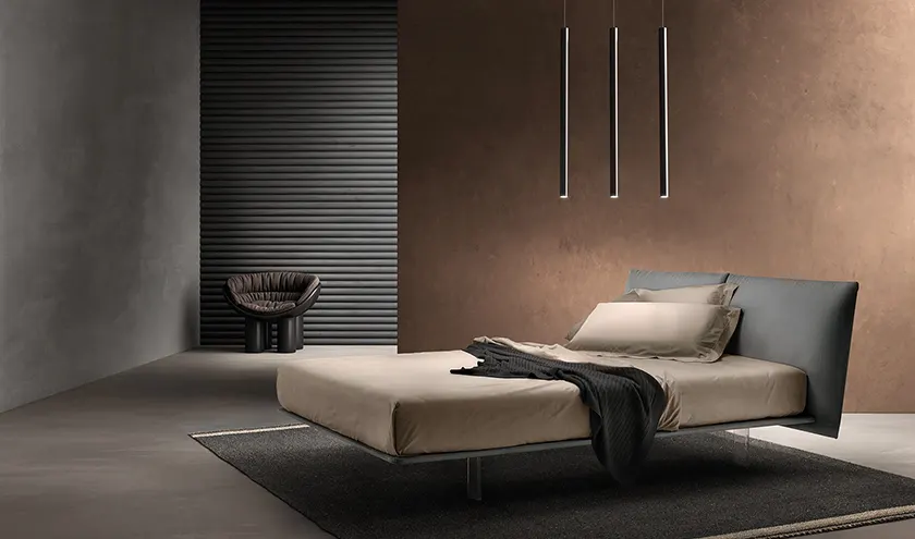 Letto imbottito modello Curious, Samoa Bside