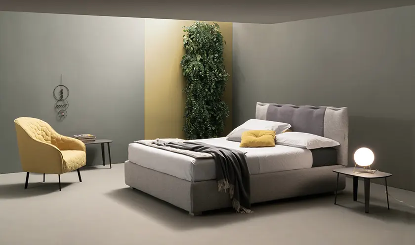 Letto imbottito modello Dress, Samoa Bside