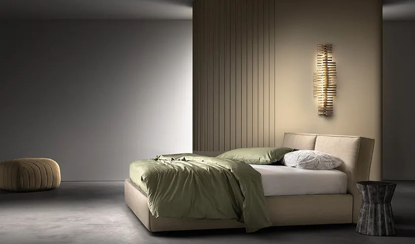 Letto imbottito modello Light, Samoa Bside