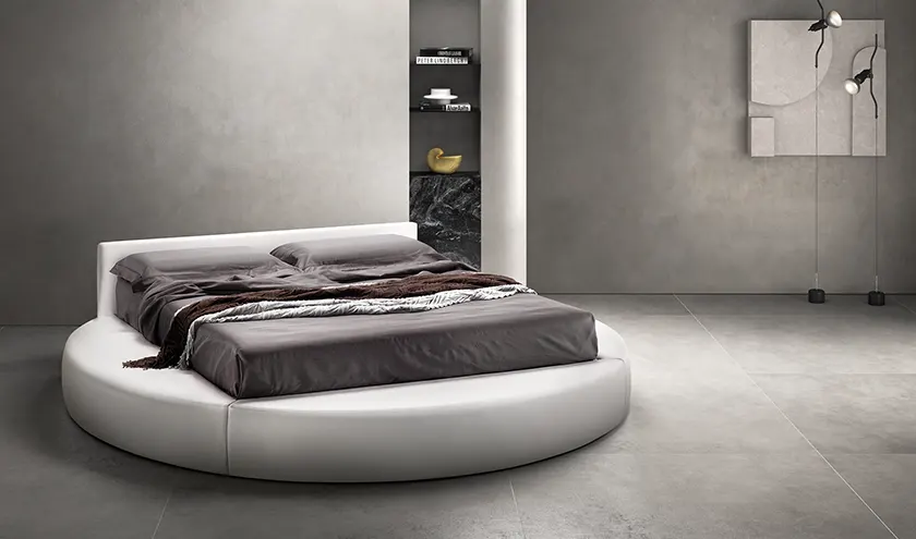 Letto tondo imbottito modello Natural, Samoa Bside