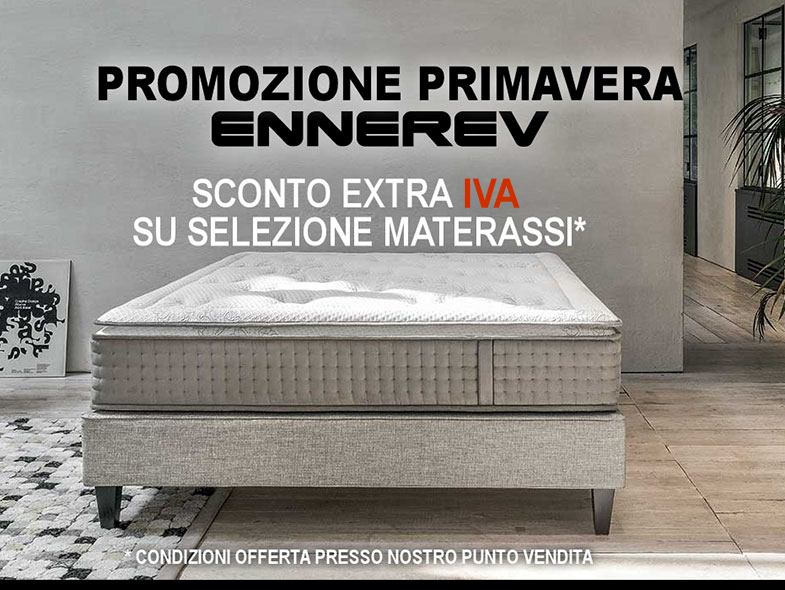 Immagine di un materasso con la frase promozione primavera Ennerev ben visibile al centro.